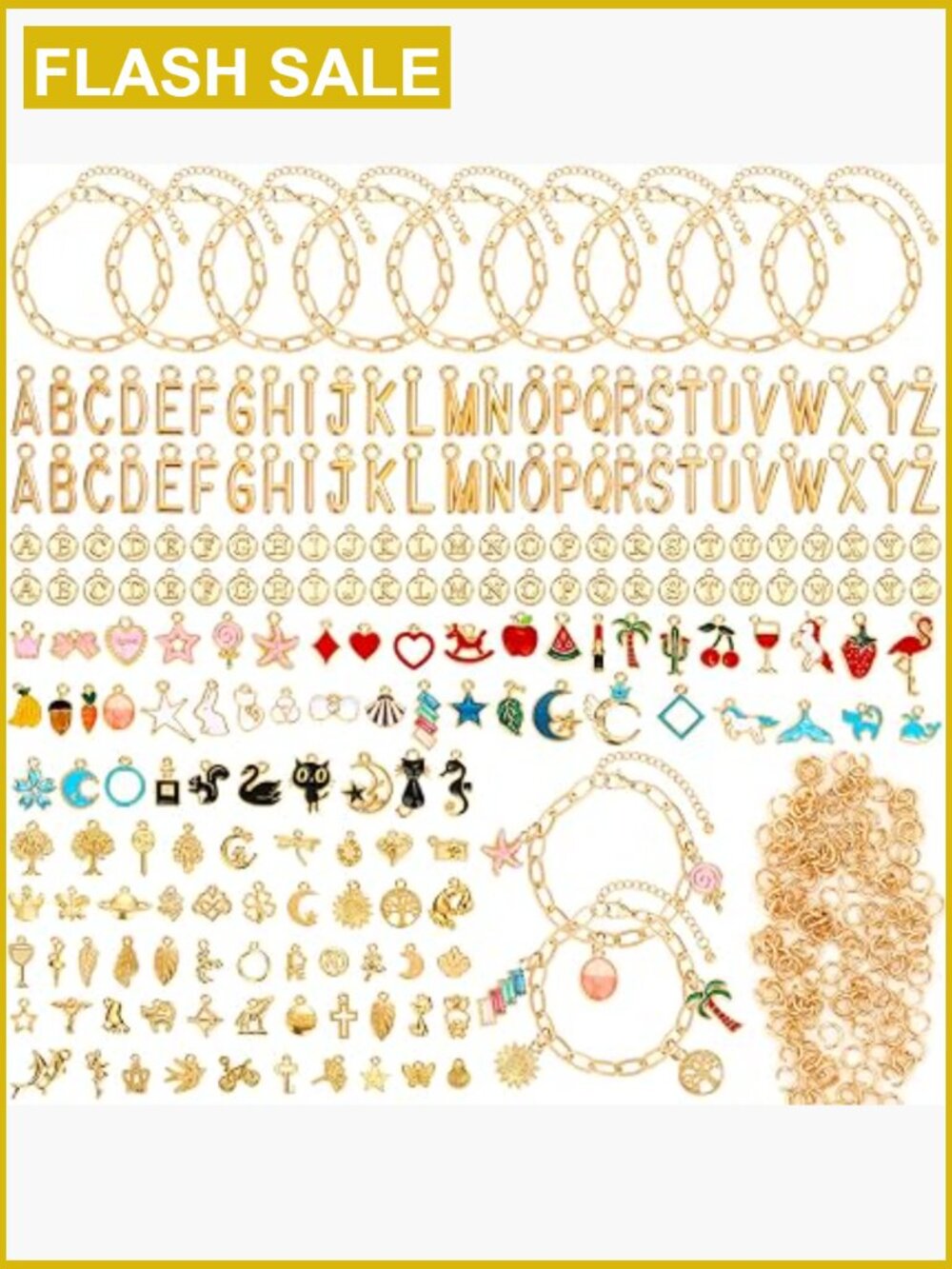 416-Piece Gold Charm Bracelet Making Kit - DIY Jewelry Supplies